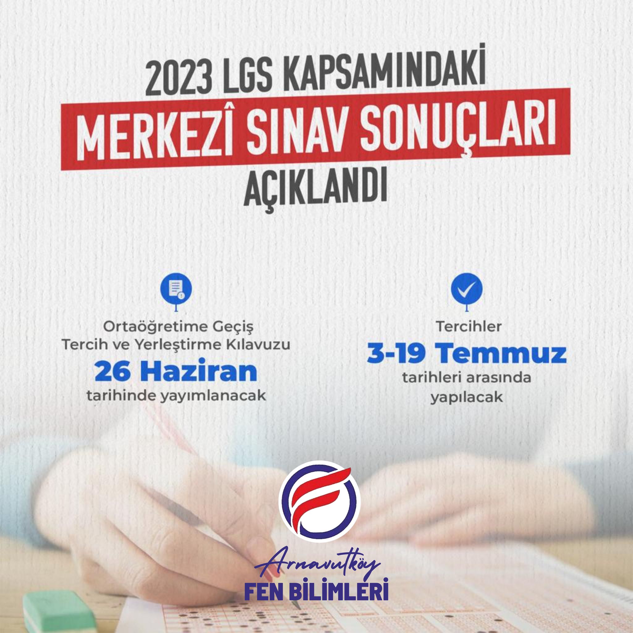 LGS Kapsamındaki Merkezî Sınav Sonuçları Açıklandı